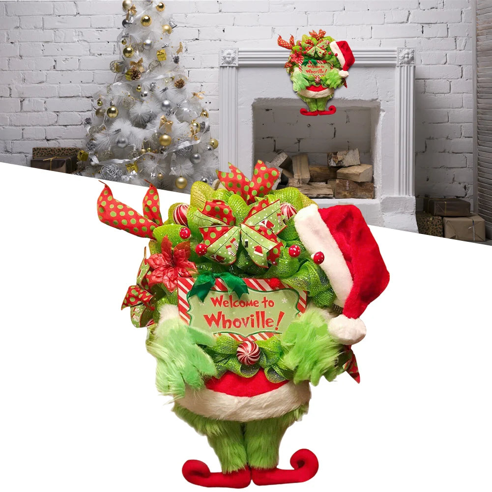 Christmas Grinch Leg Wreath