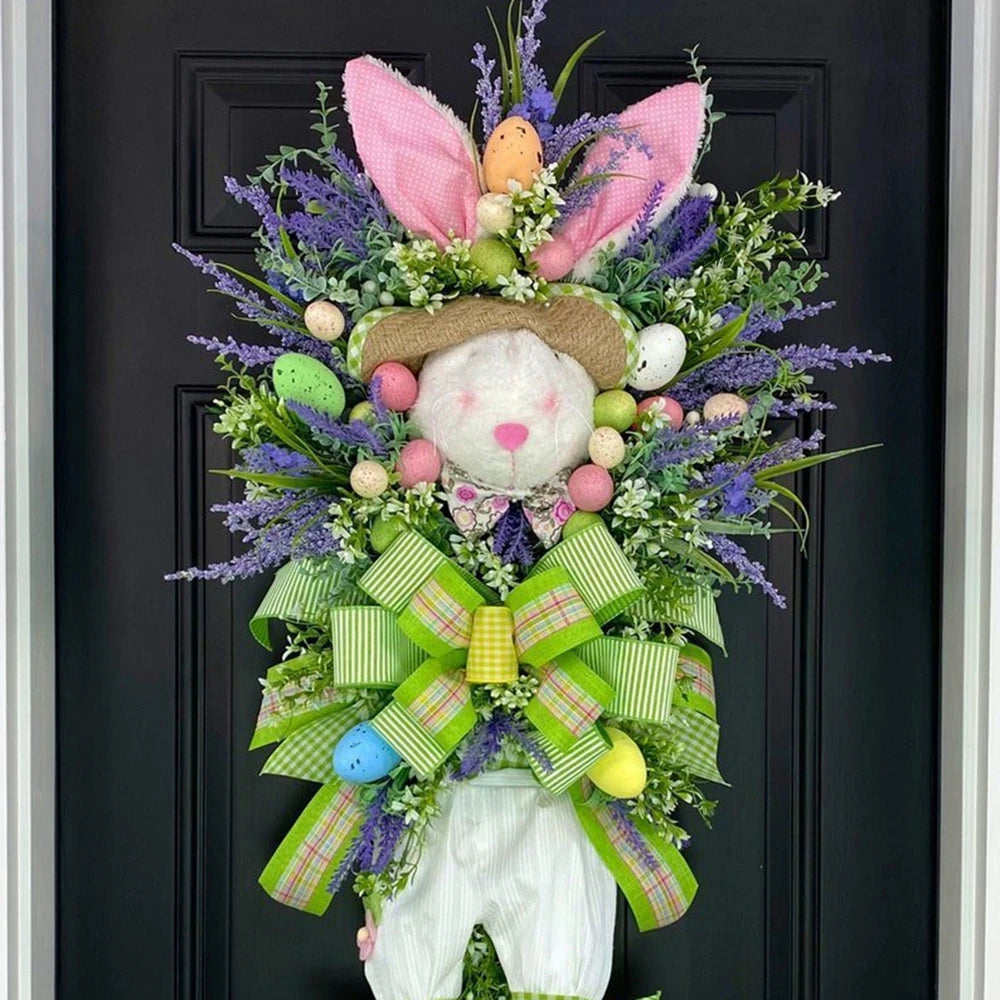 Lavender Bunny w Egg Wreath