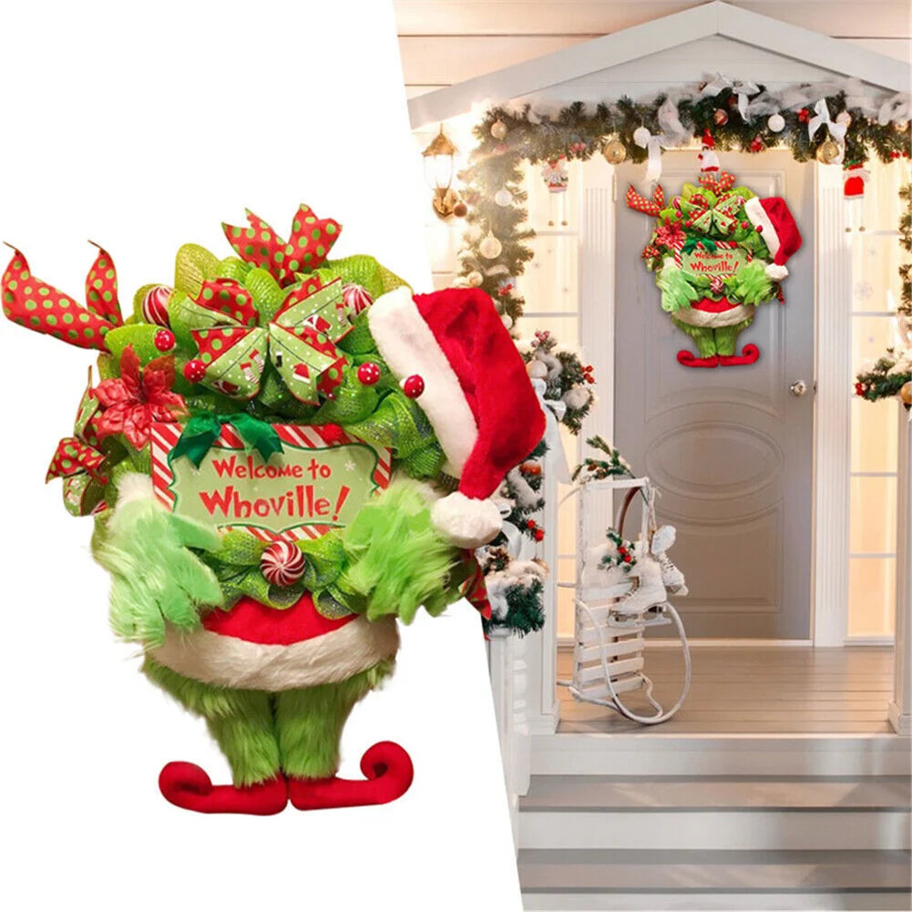 Christmas Grinch Leg Wreath
