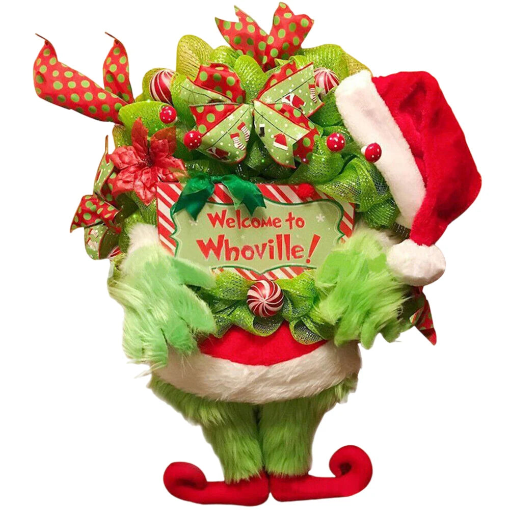 Christmas Grinch Leg Wreath