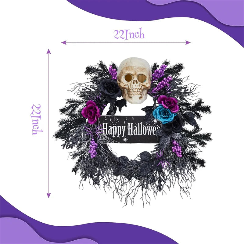 Halloween Skull Wreath with Lights,
