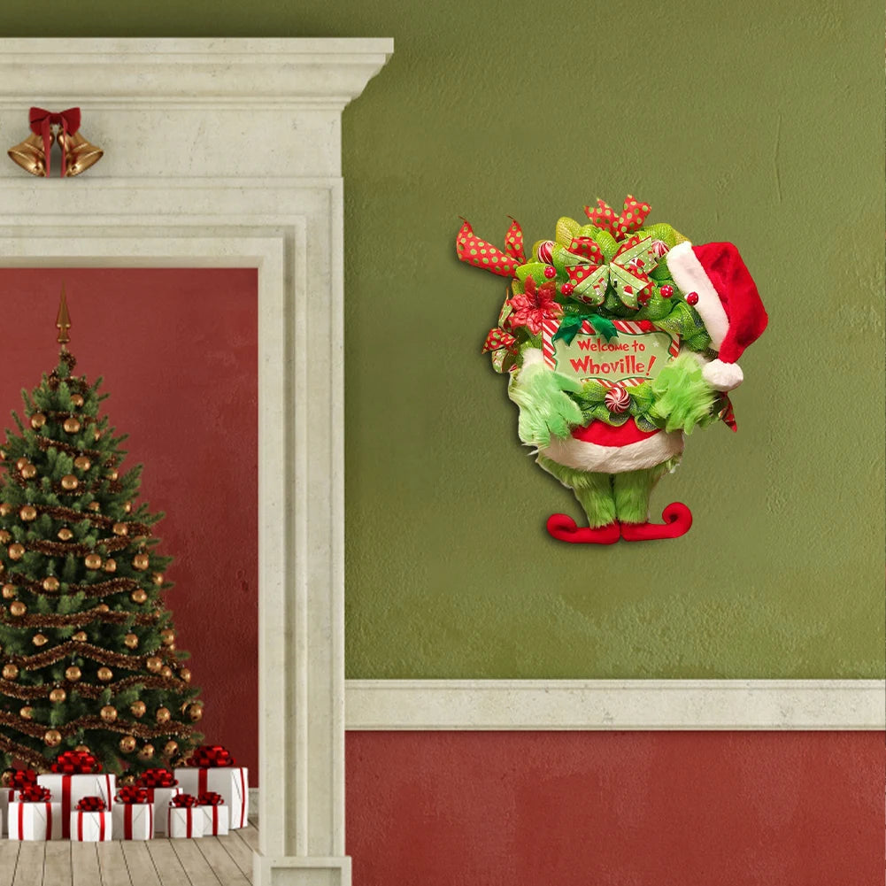 Christmas Grinch Leg Wreath