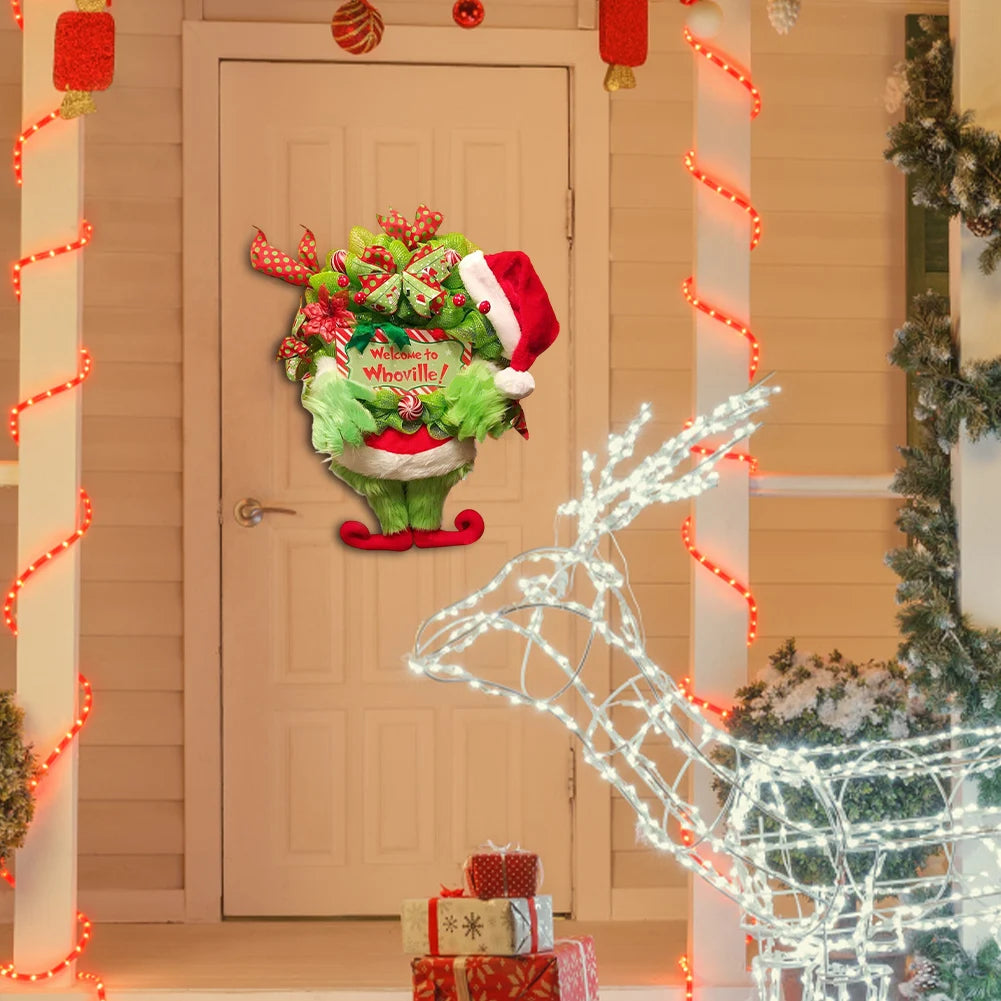 Christmas Grinch Leg Wreath